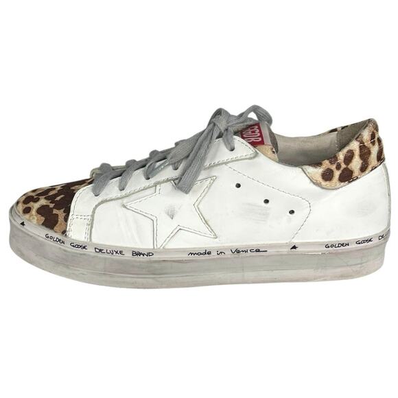 Golden Goose Women’s Hi Star White Leopard Print Sneaker Size 38 US 8 - Picture 3 of 11